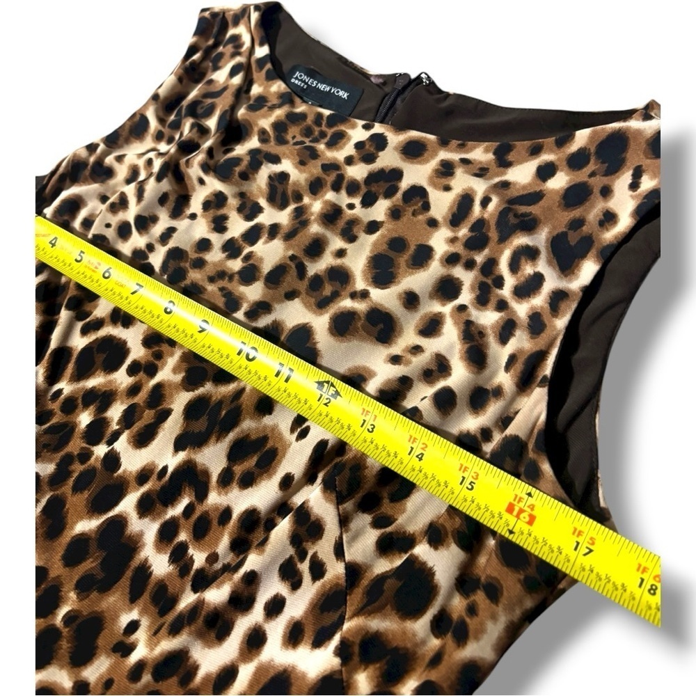 Jones New York Leopard Print Sleeveless Rouching Detail Fully Lined Mini Dress - Picture 13 of 13